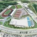 Aerial rendering showing second level with tennis courts showing future Physical Education Center