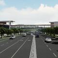 Rendering from eastbound Temple Ave.nearing the overhead pedestrian bridge over Temple