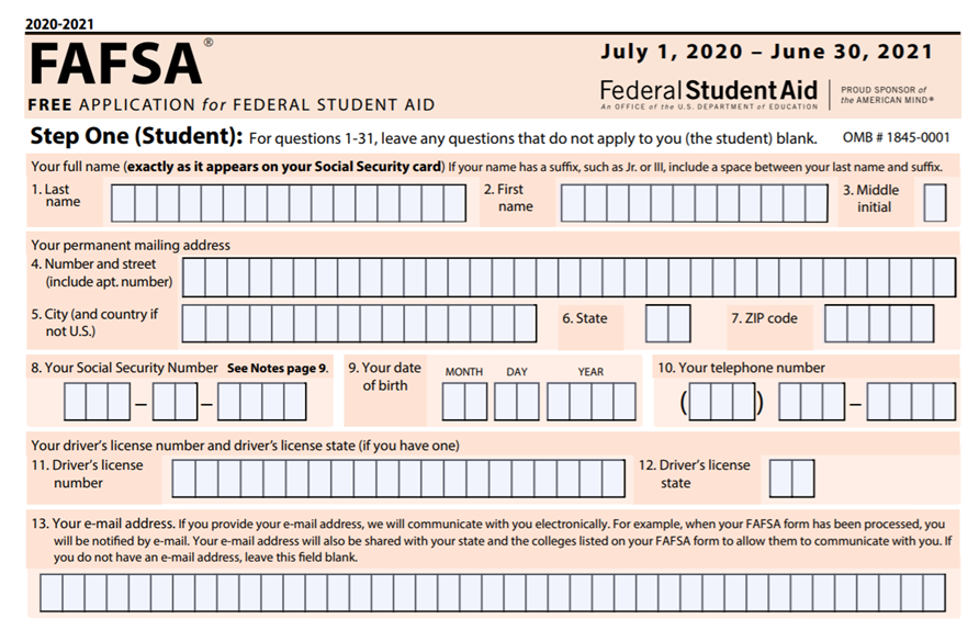 20日至21日FAFSA