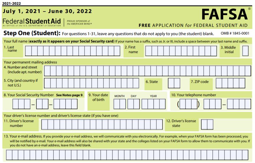 21 - 22日FAFSA